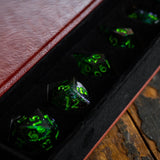 Nox Green Handmade Resin DND Dice Set