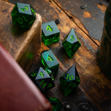 Nox Green Handmade Resin DND Dice Set