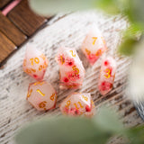 Pink Blossom Handmade Resin DND Dice Set