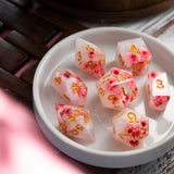 Pink Blossom Handmade Resin DND Dice Set