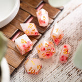 Pink Blossom Handmade Resin DND Dice Set