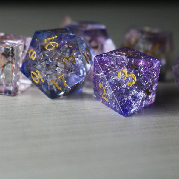 Purple Cloud Forge Fire Glass DND Dice Set