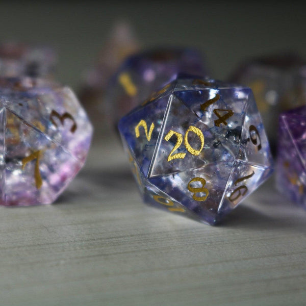 Purple Cloud Forge Fire Glass DND Dice Set