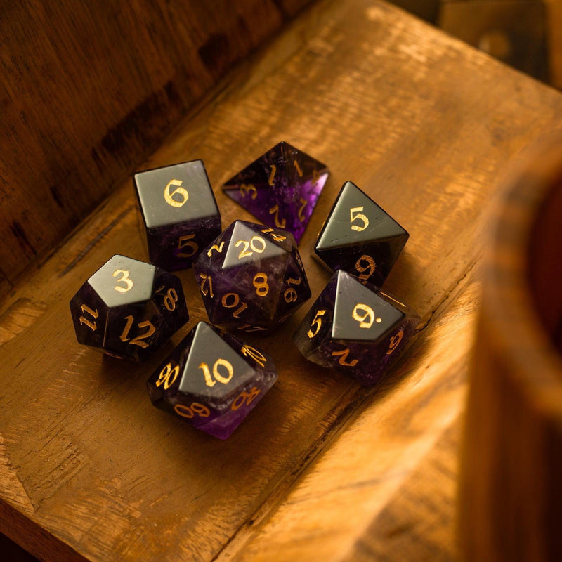 Purple Gemstone Amethyst DND Dice Set