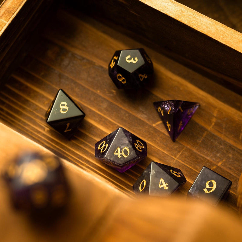 Purple Gemstone Amethyst DND Dice Set