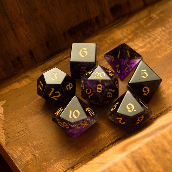 Purple Gemstone Amethyst DND Dice Set