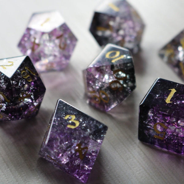 Purple Purge Forge Fire Glass DND Dice Set