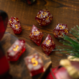 Christmas Red Snowflake Handmade Resin DND Dice Set