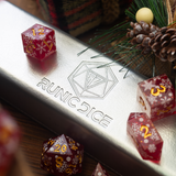 Christmas Red Snowflake Handmade Resin DND Dice Set