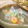 Gemstone Dichroic Glass Elven Cut DND Dice Set