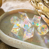 Gemstone Dichroic Glass Elven Cut DND Dice Set