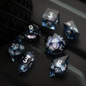 Black And Silver Glitter Liquid Core Handmade Resin DND Dice Set