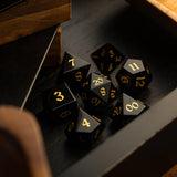 Gemstone Black Night Obsidian Hand Carved DND Dice Set