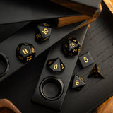 Gemstone Black Night Obsidian Hand Carved DND Dice Set