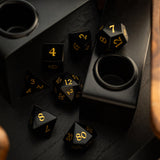 Gemstone Black Night Obsidian Hand Carved DND Dice Set