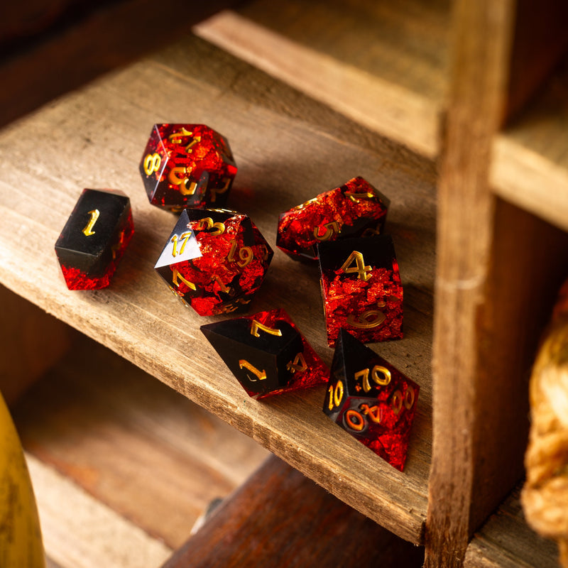 Dark Blood Handmade Resin DND Dice Set