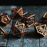 Shield And Sword Copper Hollow Metal DND Dice Set