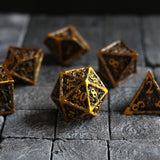 Shield And Sword Gold Hollow Metal DND Dice Set