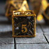 Shield And Sword Gold Hollow Metal DND Dice Set