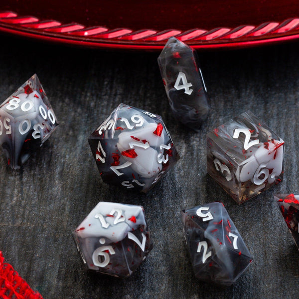 Smoke And Blood Handmade Resin DND Dice Set