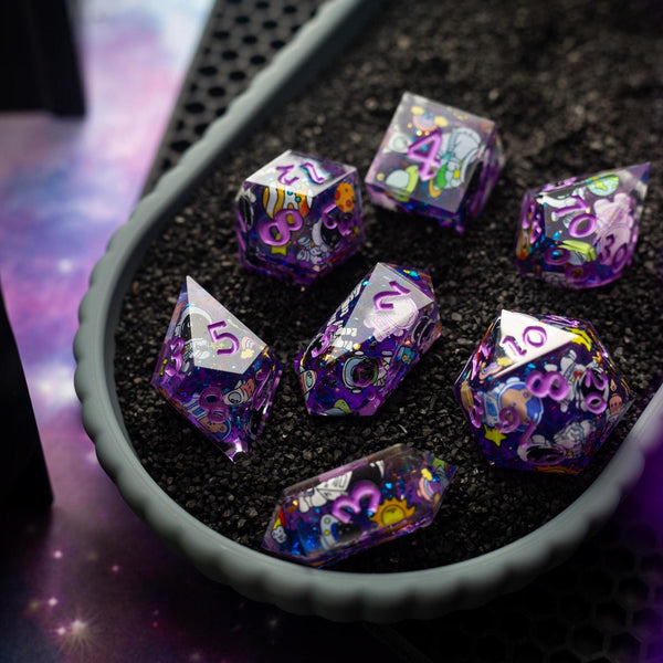 Space Bear Handmade Resin DND Dice Set