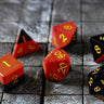 Synthetic Gemstone Two Tone Red/Black Hand Carved DND Dice Set