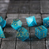 Vine Spike Gemstone Blue Cats Eye Stone DND Dice Set