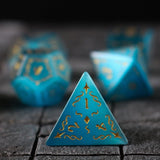 Vine Spike Gemstone Blue Cats Eye Stone DND Dice Set