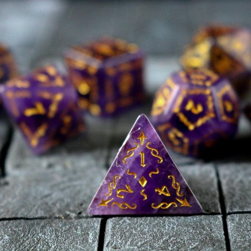 Vine Spike Gemstone Purple Amethyst DND Dice Set