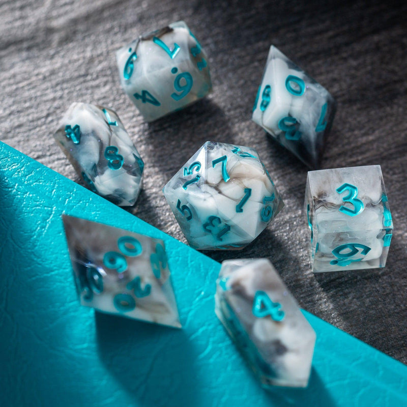 Blue Cloud Handmade Resin Dice Set RPG Game DND MTG Tabletop Gaming