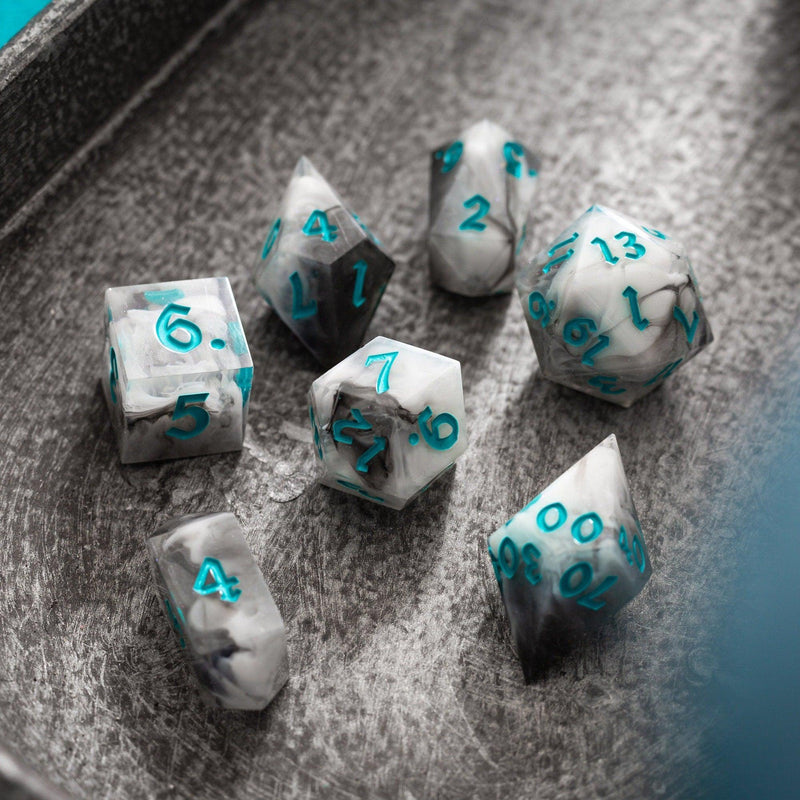 Blue Cloud Handmade Resin Dice Set RPG Game DND MTG Tabletop Gaming