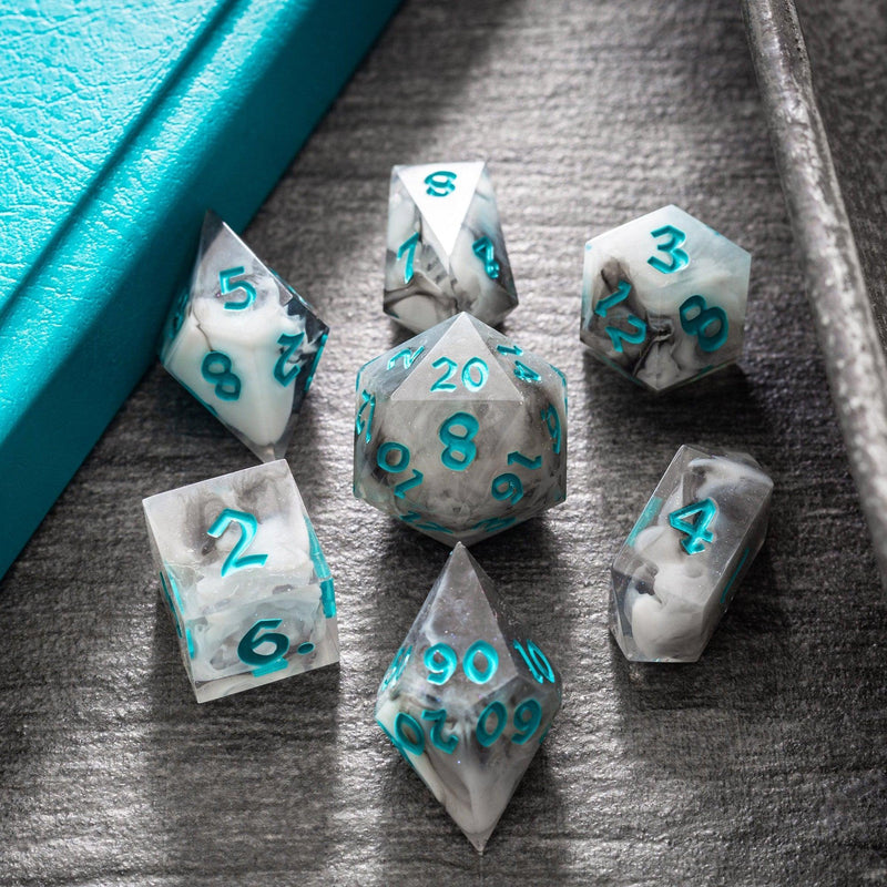 Blue Cloud Handmade Resin Dice Set RPG Game DND MTG Tabletop Gaming