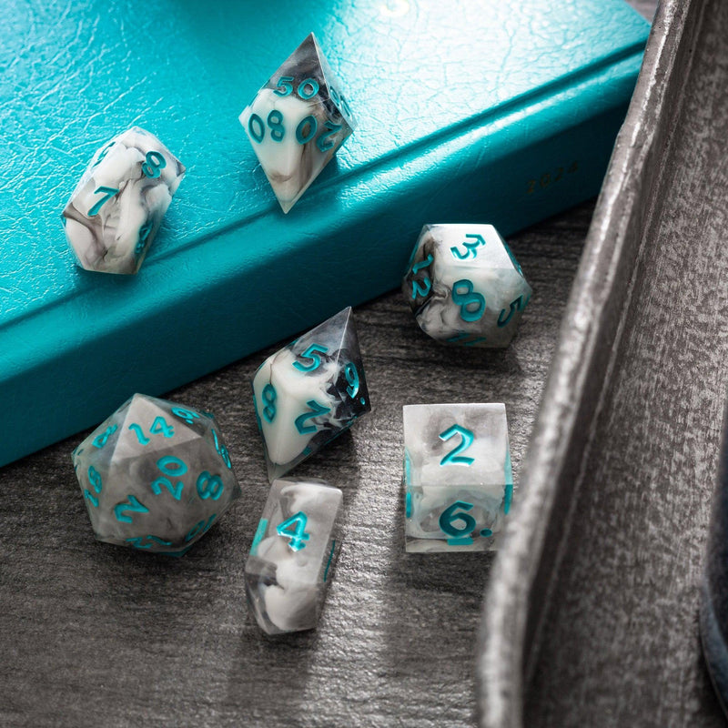 Blue Cloud Handmade Resin Dice Set RPG Game DND MTG Tabletop Gaming