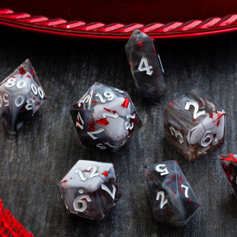 Smoke And Blood Handmade Resin Dice Set RPG Game DND MTG Tabletop Gaming