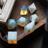 Gemstone Opalite Elven Cut (And Box) DND Dice Set