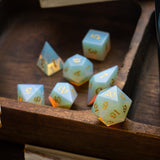 Gemstone Opalite Elven Cut (And Box) DND Dice Set