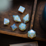 Gemstone Opalite Elven Cut (And Box) DND Dice Set