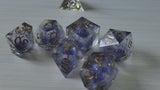 Silver Glitter Liquid Core Handmade Sharp Edge Resin Dice Set RPG Game DND Tabletop Gaming