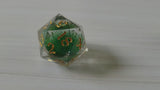 Green Glitter Liquid Core Handmade Sharp Edge Resin Dice Set RPG Game DND Tabletop Gaming