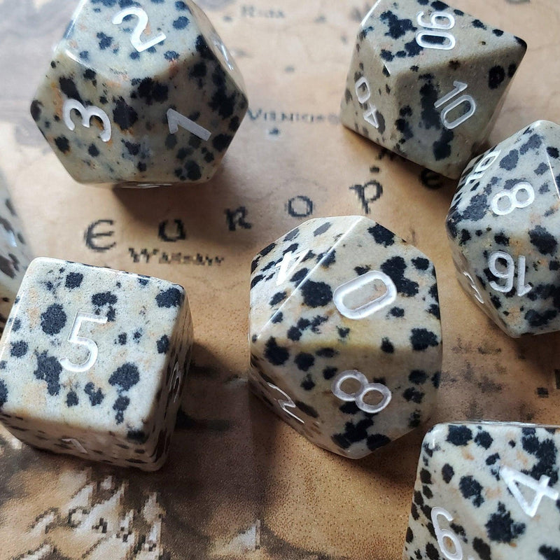 Gemstone  Spotted Stone Hand Carved Polyhedral Dice DnD Dice Set - Gift For Dnd, RPG Game DND MTG Game