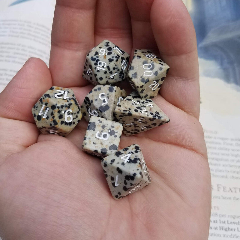 Gemstone  Spotted Stone Hand Carved Polyhedral Dice DnD Dice Set - Gift For Dnd, RPG Game DND MTG Game