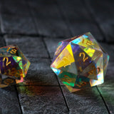 Large Dragon Egg Dichroic Glass D20 Gemstone Polyhedral Dice