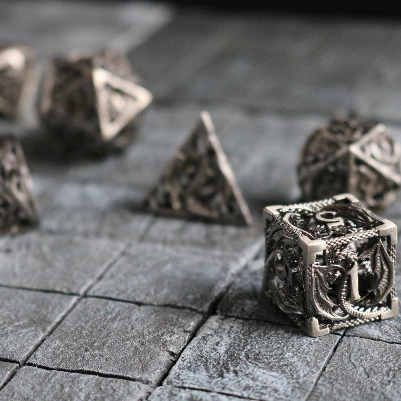 Dragon Hollow Metal Dice Set RPG Game DND MTG Tabletop Gaming