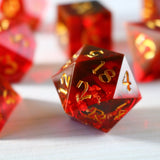 Red Smoke Handmade Sharp Edge Resin Dice Set RPG Game DND MTG Tabletop Gaming