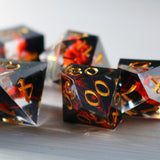 Dark Flower Handmade Sharp Edge Resin Dice Set RPG Game DND MTG Tabletop Gaming