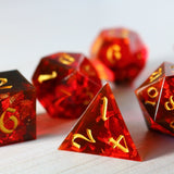 Red Smoke Handmade Sharp Edge Resin Dice Set RPG Game DND MTG Tabletop Gaming