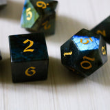 Labradorite Gemstone Dice (And Box) Polyhedral Dice DND Set