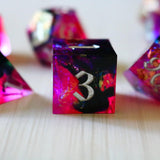 Pink/Silver Handmade Sharp Edge Resin Dice Set RPG Game DND MTG Tabletop Gaming