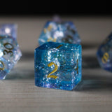 Blue Wing Forge Fire Glass Blue (And Box) Polyhedral Dice DND Set - RPG Game DND