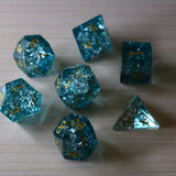 Ocean Forge Fire Glass Blue (And Box) Polyhedral Dice DND Set